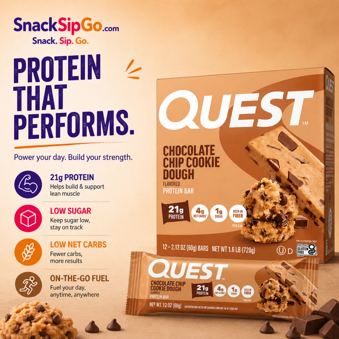 Quest Chocolate Chip Cookie Dough Protein Bar
