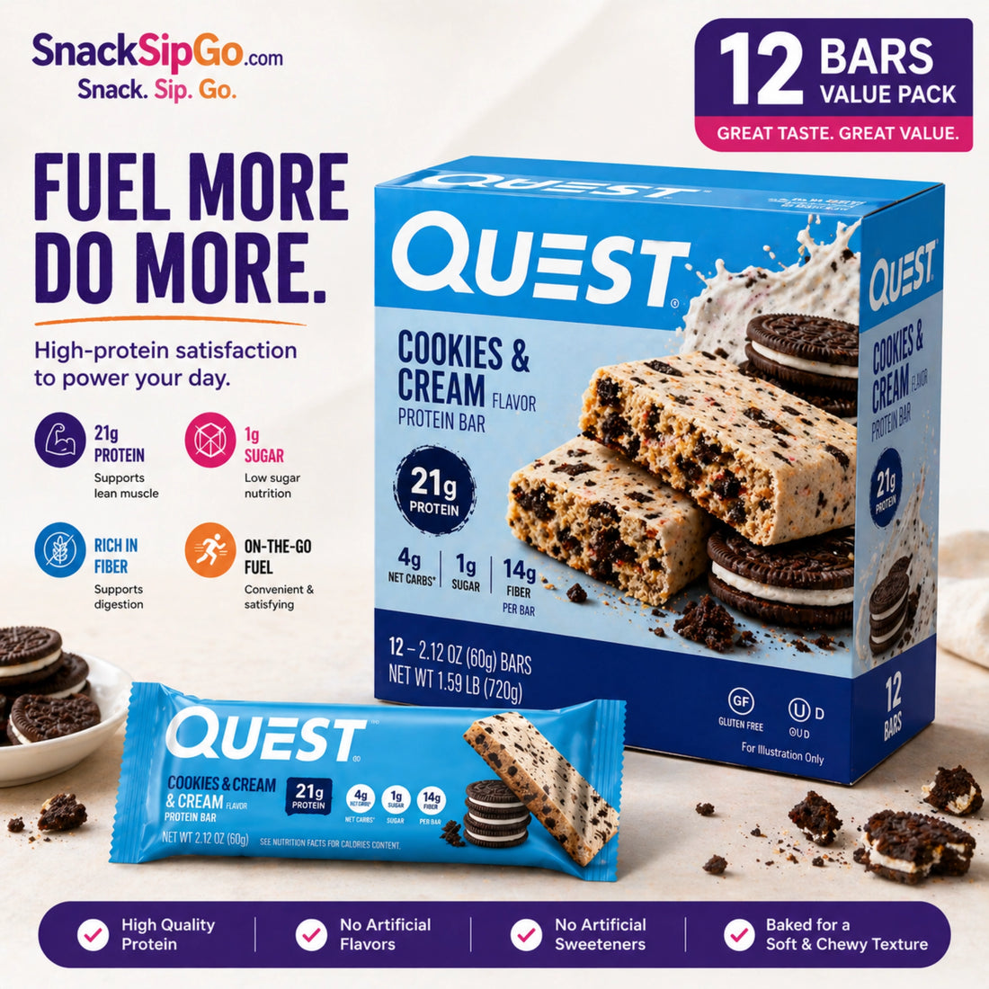 Quest Cookies & Cream Protein Bar