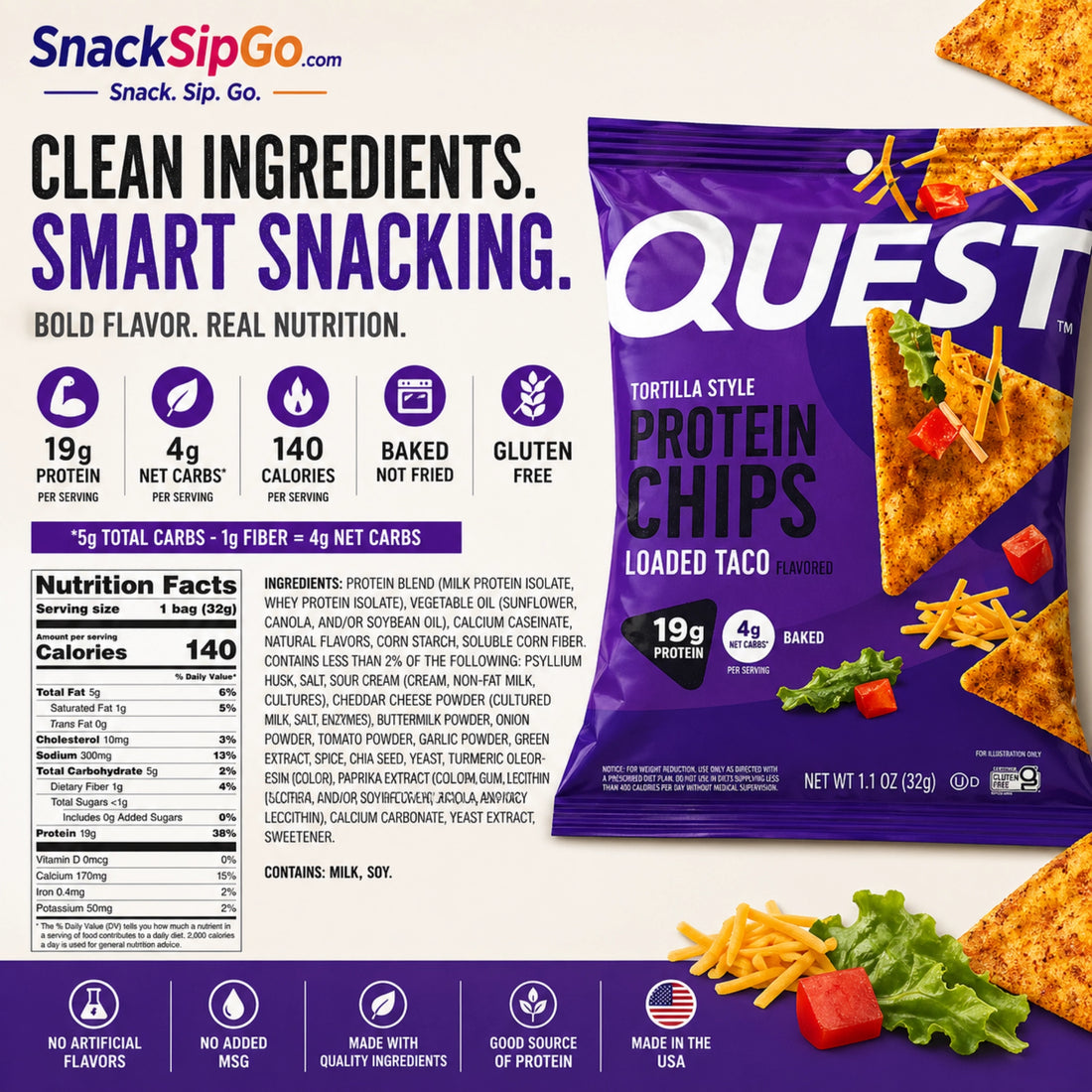 Quest Loaded Taco Tortilla Style Protein Chips