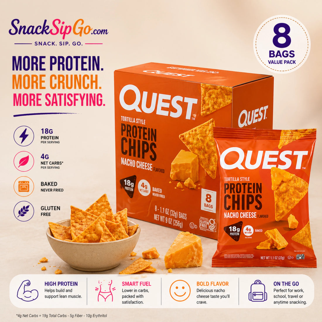 Quest Nacho Cheese Tortilla Style Protein Chips
