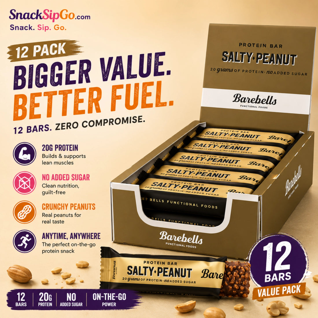 Barebells Salty Peanut Protein Bar 55g | 20g Protein