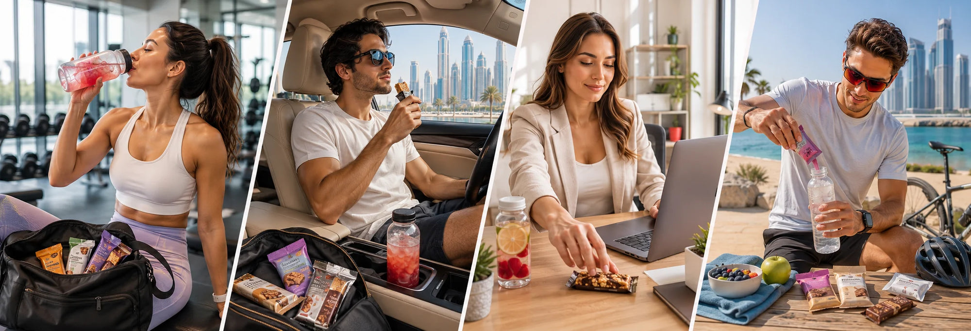 SnackSipGo healthy snacks and zero sugar drinks lifestyle banner