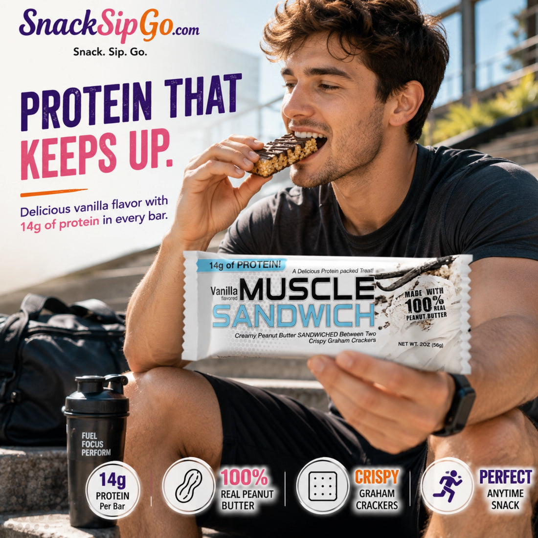 Muscle Sandwich Vanilla Protein Bar 56g | 14g Protein