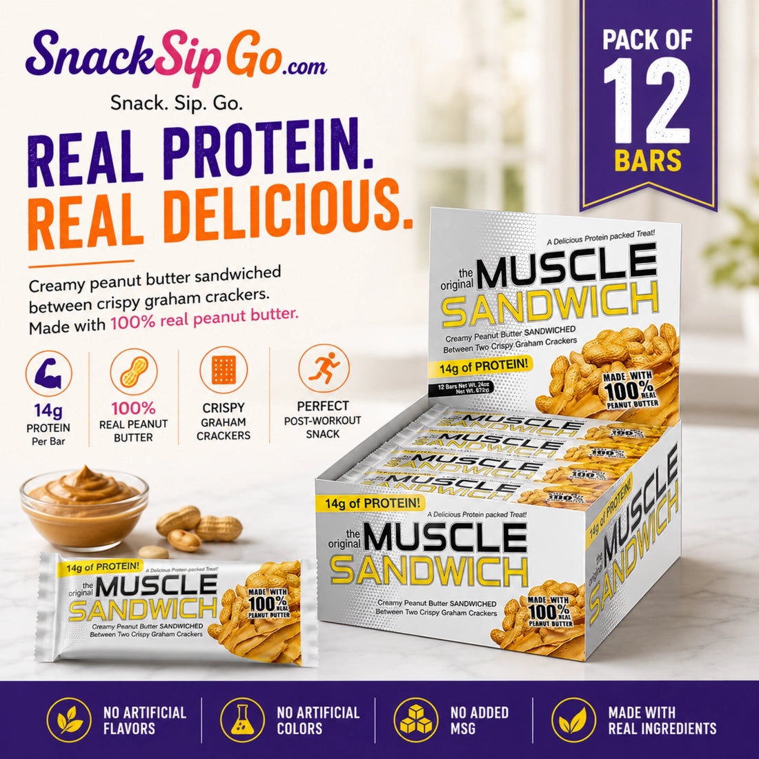 Muscle Sandwich Peanut Butter Protein Bar 56g | 14g Protein