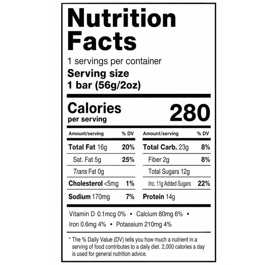 Muscle Sandwich Peanut Butter Protein Bar 56g | 14g Protein Nutrition Facts