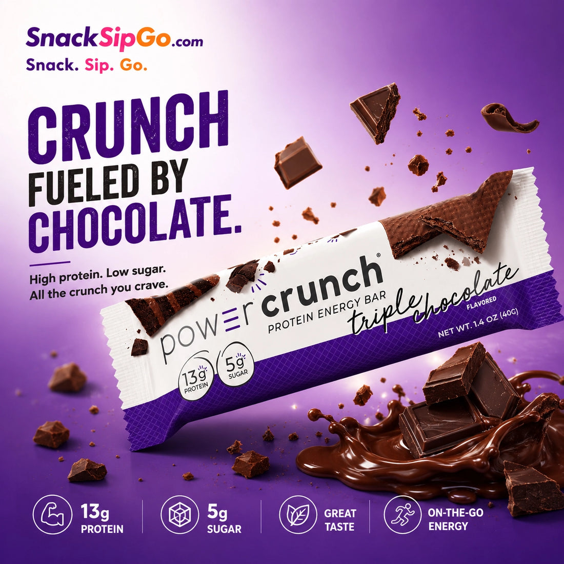Power Crunch Triple Chocolate Protein Energy Bar 12 Pack