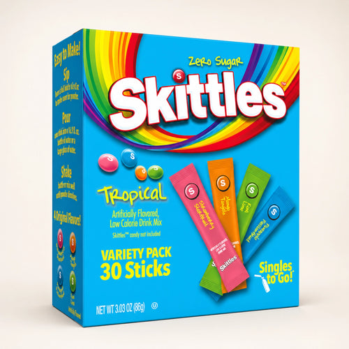 Skittles Singles To Go Tropical Zero Sugar Drink Mix, 30 Sticks