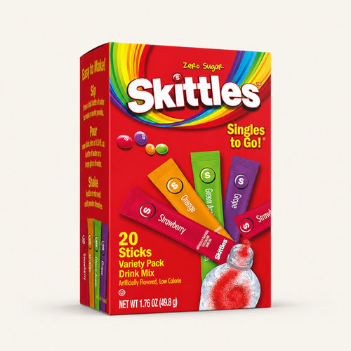 Skittles Singles To Go Original Variety Pack Zero Sugar Drink Mix, 20 Sticks